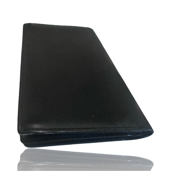 Dunhill black leather long wallet coat wallet silver-tone corner accents British - Picture 5 of 11